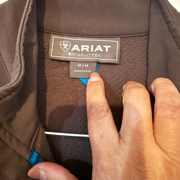 Ariat Grey Softshell Jacket with Blue Logo - Picture 2 of 3
